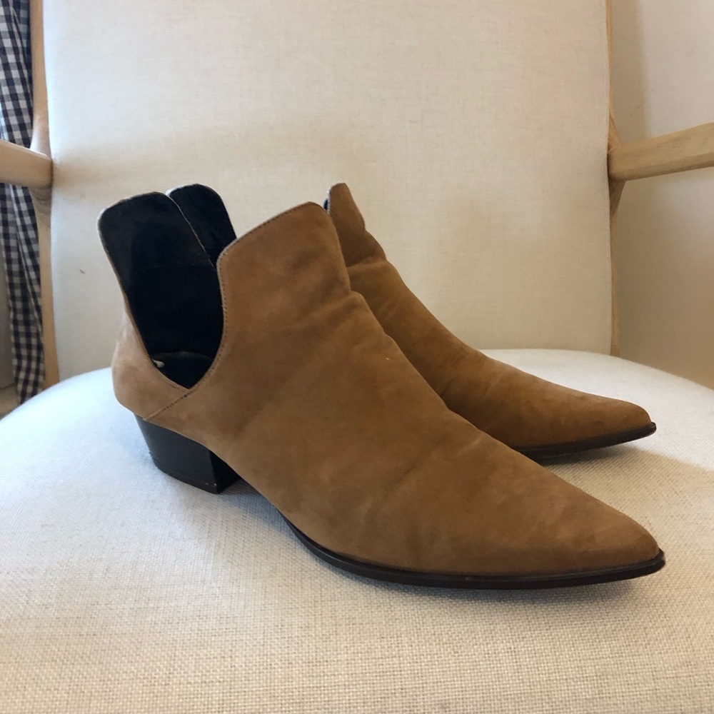 Zara Tan Suede Heeled Pointed Toe Boots - Picture 7 of 7